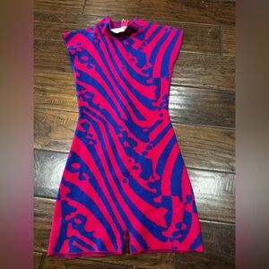 Vibrant Pink and Blue Patterned Short Romper Size S
